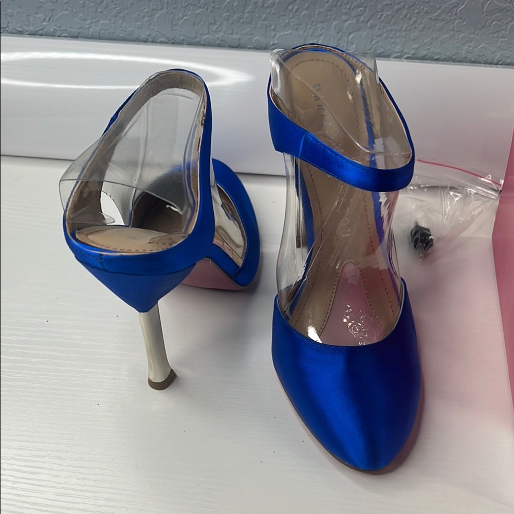 Paris Hilton Blue Stiletto Heels with Glossy Finish